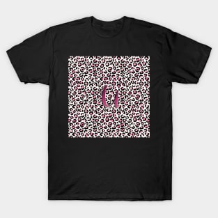 Letter U Monogram & Pink Leopard Print T-Shirt